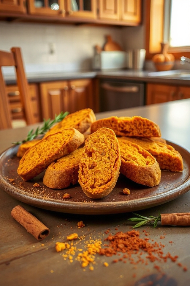 cozy pumpkin biscotti baking