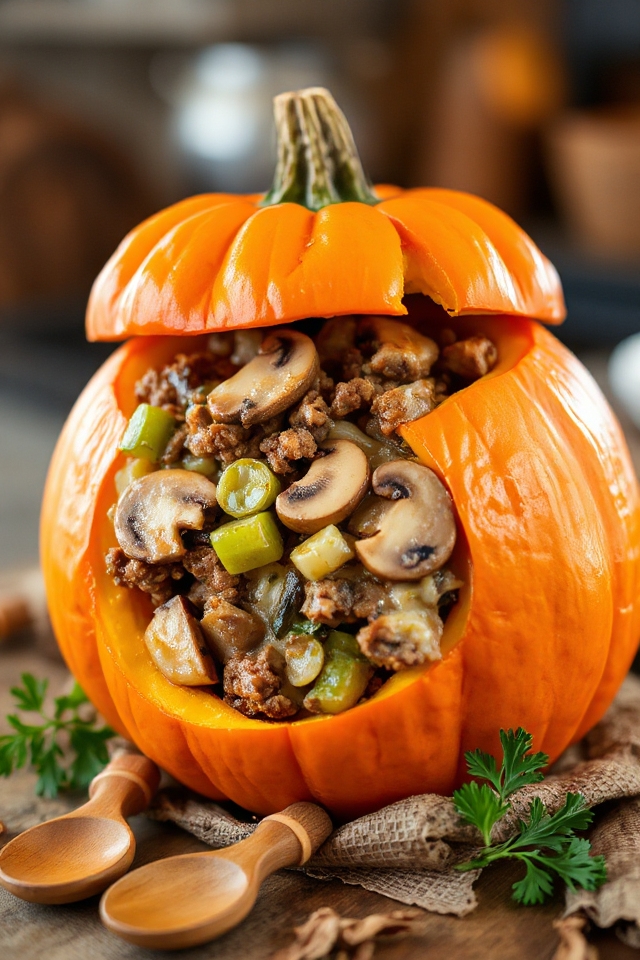 dinner inside a pumpkin