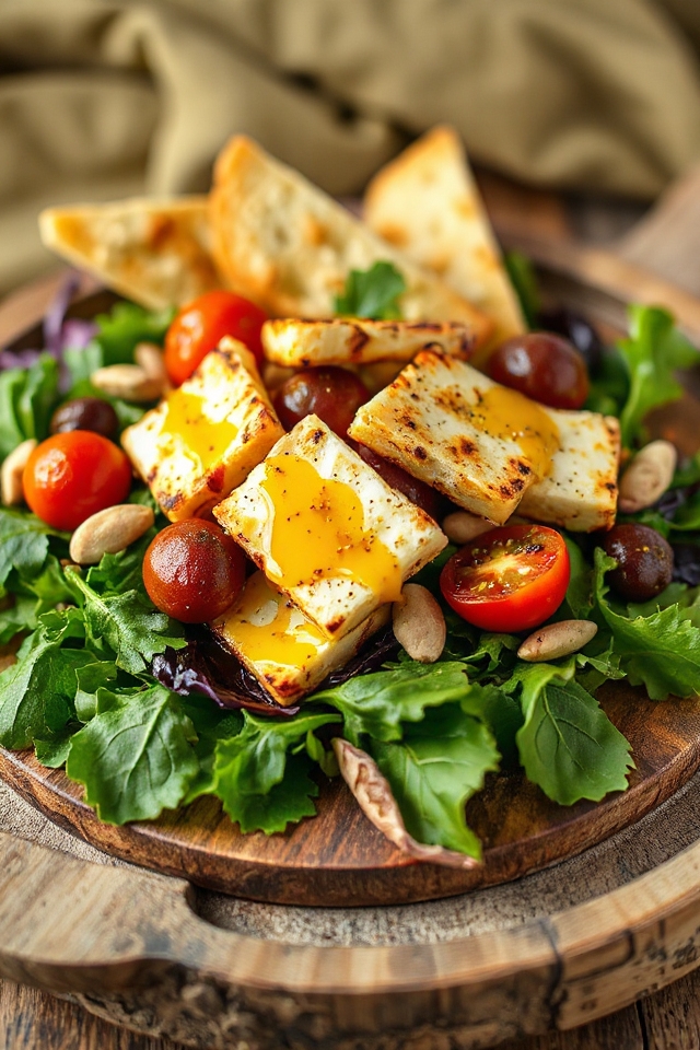 grilled halloumi salad assembly