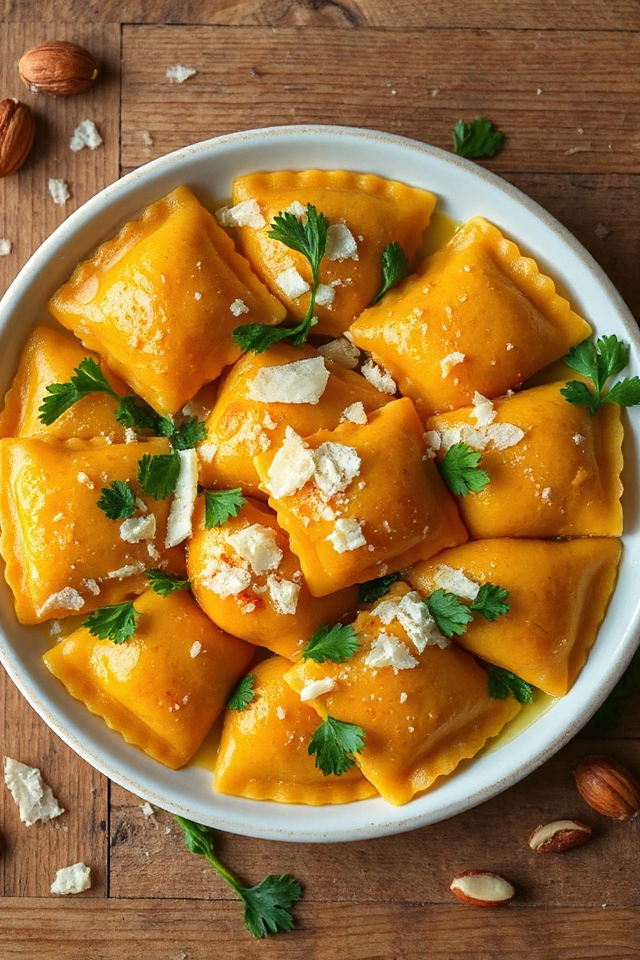 pumpkin filled pasta dish