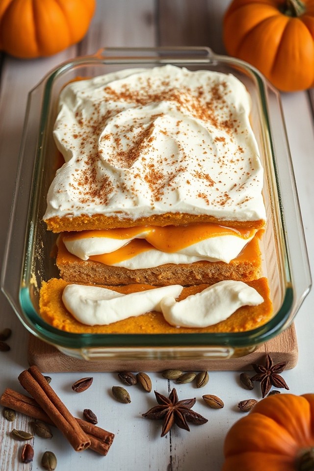 pumpkin flavored dessert layers